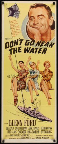 4e192 DON'T GO NEAR THE WATER insert '57 Glenn Ford, different art of 3 sexy girls!