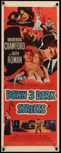 4e196 DOWN 3 DARK STREETS insert '54 Broderick Crawford, sexy Ruth Roman, Martha Hyer!