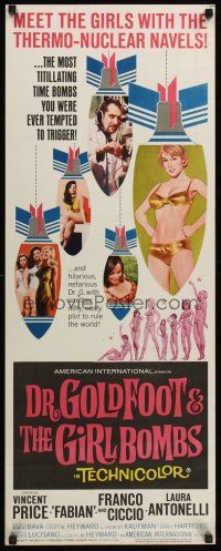 4e197 DR. GOLDFOOT & THE GIRL BOMBS insert '66 Mario Bava, Vincent Price & sexy half-dressed babes!