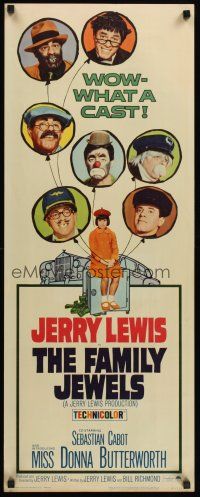 4e227 FAMILY JEWELS insert '65 Jerry Lewis is seven times nuttier in seven roles, wacky art!