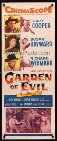 4e265 GARDEN OF EVIL insert '54 cool art of Gary Cooper, sexy Susan Hayward & Richard Widmark!