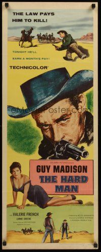 4e316 HARD MAN insert '57 art of Guy Madison with revolver, Valerie French!