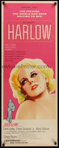 4e319 HARLOW insert '65 great artwork of Carol Lynley as The Blonde Bombshell!
