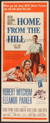 4e346 HOME FROM THE HILL insert '60 art of Robert Mitchum, Eleanor Parker & George Peppard!