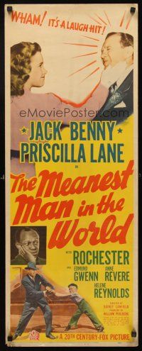 4e414 MEANEST MAN IN THE WORLD insert '43 Jack Benny slapped by Priscilla Lane, plus Rochester!