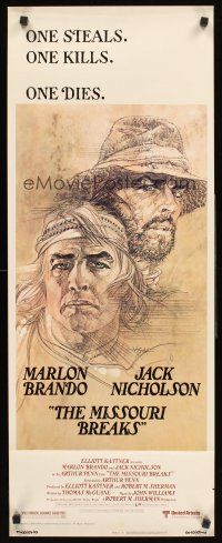 4e416 MISSOURI BREAKS insert '76 art of Marlon Brando & Jack Nicholson by Bob Peak!