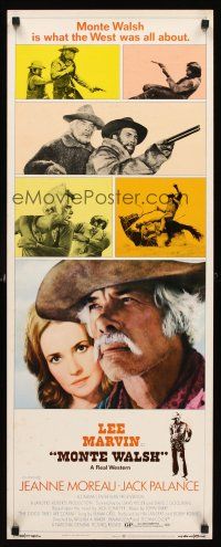 4e417 MONTE WALSH insert '70 super close up of cowboy Lee Marvin & pretty Jeanne Moreau!