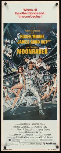 4e418 MOONRAKER insert '79 art of Roger Moore as James Bond & sexy space babes by Goozee!