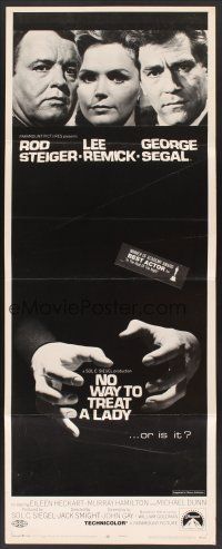 4e423 NO WAY TO TREAT A LADY insert '68 Rod Steiger, Lee Remick & George Segal!