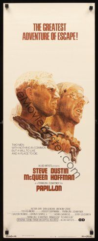 4e431 PAPILLON insert '73 great art of prisoners Steve McQueen & Dustin Hoffman by Tom Jung!