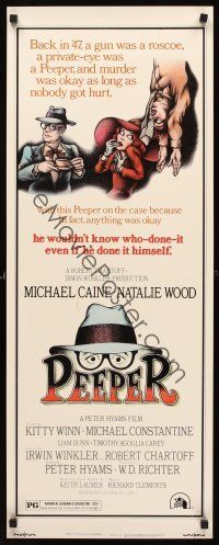 4e433 PEEPER insert '75 private-eye Michael Caine, Natalie Wood, cool detective art!