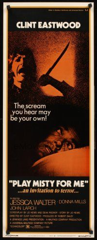 4e435 PLAY MISTY FOR ME insert '71 classic Clint Eastwood, Jessica Walter, an invitation to terror