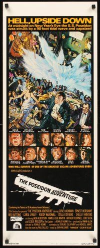 4e436 POSEIDON ADVENTURE insert '72 art of Gene Hackman & Stella Stevens escaping by Mort Kunstler!