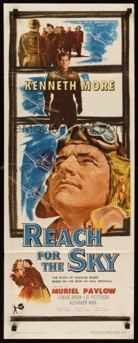 4e441 REACH FOR THE SKY insert '57 art of pilot Kenneth More in the story of Douglas Bader!