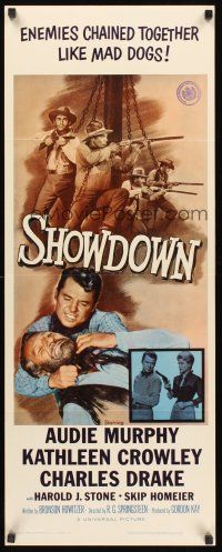 4e469 SHOWDOWN insert '63 Audie Murphy & enemies chained together + pretty Kathleen Crowley!