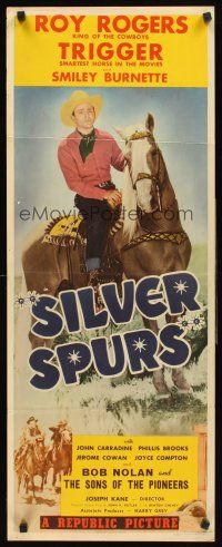 4e471 SILVER SPURS insert '43 Smiley Burnette, cowboy Roy Rogers riding Trigger!
