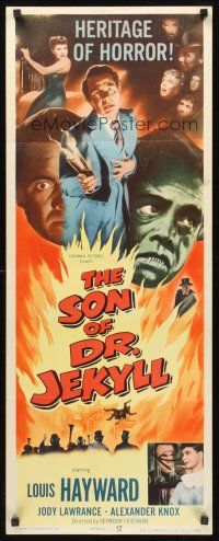 4e478 SON OF DR. JEKYLL insert '51 Louis Hayward, heritage of horror, great monster artwork!