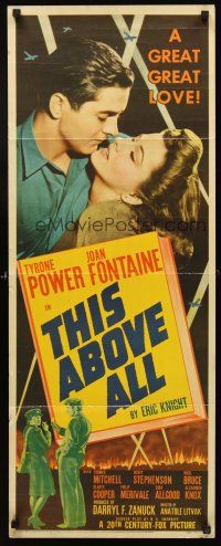 4e505 THIS ABOVE ALL insert '42 romantic close-up of Tyrone Power & Joan Fontaine!