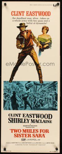 4e524 TWO MULES FOR SISTER SARA insert '70 art of gunslinger Clint Eastwood & Shirley MacLaine!