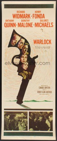 4e533 WARLOCK insert '59 cowboys Henry Fonda & Richard Widmark, cool revolver art!