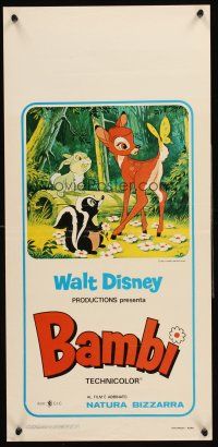 4e562 BAMBI Italian locandina R70s Walt Disney cartoon deer classic, great art w/Thumper & Flower!