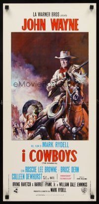 4e595 COWBOYS Italian locandina '72 different artwork of cowboy John Wayne in western action!