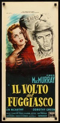 4e622 FACE OF A FUGITIVE Italian locandina '59 different art of wanted MacMurray by Ballester!