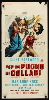 4e628 FISTFUL OF DOLLARS Italian locandina '64 Sergio Leone's Per un Pugno di Dollari, Simeoni art!
