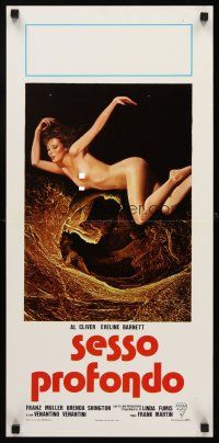 4e631 FLYING SEX Italian locandina '79 Sesso profondo, art of nude Eveline Barnett!