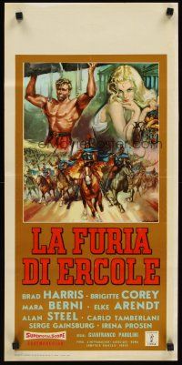 4e637 FURY OF HERCULES Italian locandina '62 La Furia di Ercole, cool Gasparri sword & sandal art!