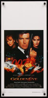 4e647 GOLDENEYE Italian locandina '96 Pierce Brosnan as secret agent James Bond 007, cool montage!