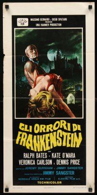 4e662 HORROR OF FRANKENSTEIN Italian locandina '72 Hammer, Crovato art of monster & sexy girl!