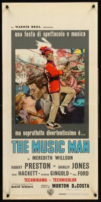 4e712 MUSIC MAN style A Italian locandina '63 Robert Preston, Shirley Jones, art of parade!