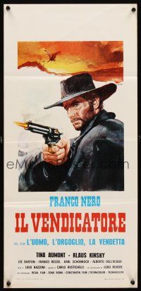 4e737 PRIDE & VENGEANCE Italian locandina R70s spaghetti western art of Nero as Django by Casaro!