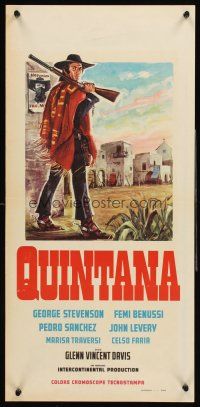 4e738 QUINTANA: DEAD OR ALIVE Italian locandina '69 De Amicis art of Ruggeri w/gun & wanted poster!