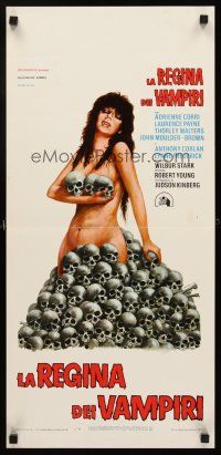 4e791 VAMPIRE CIRCUS Italian locandina '73 Spagnoli art of naked girl covered only by skulls!