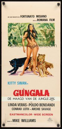 4e793 VIRGIN OF THE JUNGLE Italian locandina '67 Stefano art of sexy Kitty Swan & jungle cats!