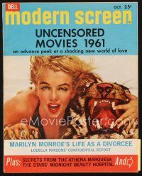 4f135 MODERN SCREEN magazine October 1961 Marilyn Monroe's life as a divorcee, sexy image!