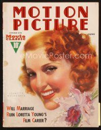 4f109 MOTION PICTURE magazine June 1937 art of pretty smiling Jeanette MacDonald by Zoe Mozert!