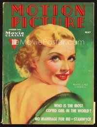 4f108 MOTION PICTURE magazine May 1937 artwork of sexy Madeleine Carroll in backless dress!