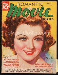 4f095 MOVIE STORY magazine February 1936 wonderful art of beautiful Myrna Loy by Morr Kusnet!