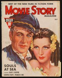 4f097 MOVIE STORY magazine July 1937 wonderful art of Gary Cooper & Frances Dee in Souls at Sea!