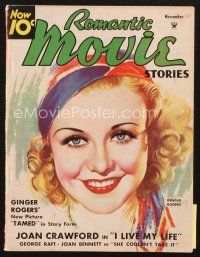 4f093 MOVIE STORY magazine November 1935 great artwork of smiling Ginger Rogers by Morr Kusnet!