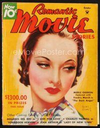 4f092 MOVIE STORY magazine October 1935 wonderful art of beautiful Merle Oberon by Morr Kusnet!