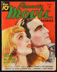 4f091 MOVIE STORY magazine September 1935 art of Loretta Young & Henry Wilcoxon in The Crusades!