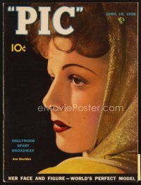 4f144 PIC magazine April 19, 1938 wonderful super close up of pretty Ann Sheridan!