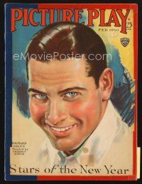 4f119 PICTURE PLAY magazine February 1930 artwork portrait of Richard Arlen by Modest Stein!