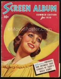 4f132 SCREEN ALBUM magazine Summer 1939 artwork portrait of pretty smiling Loretta Young!