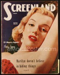 4f128 SCREENLAND magazine August 1952 sexy Marilyn Monroe doesn't believe in hiding things!