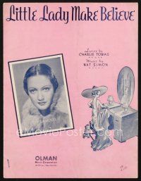 4f183 LITTLE LADY MAKE BELIEVE sheet music '38 featured by Dorothy Lamour, art by Merman!